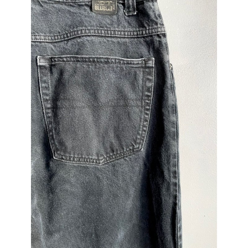 anchor blue black denim w33×L30 後染めbuggy Vintage Anchor Blue Jeans Baggy Y2K Wide Leg Black Denim