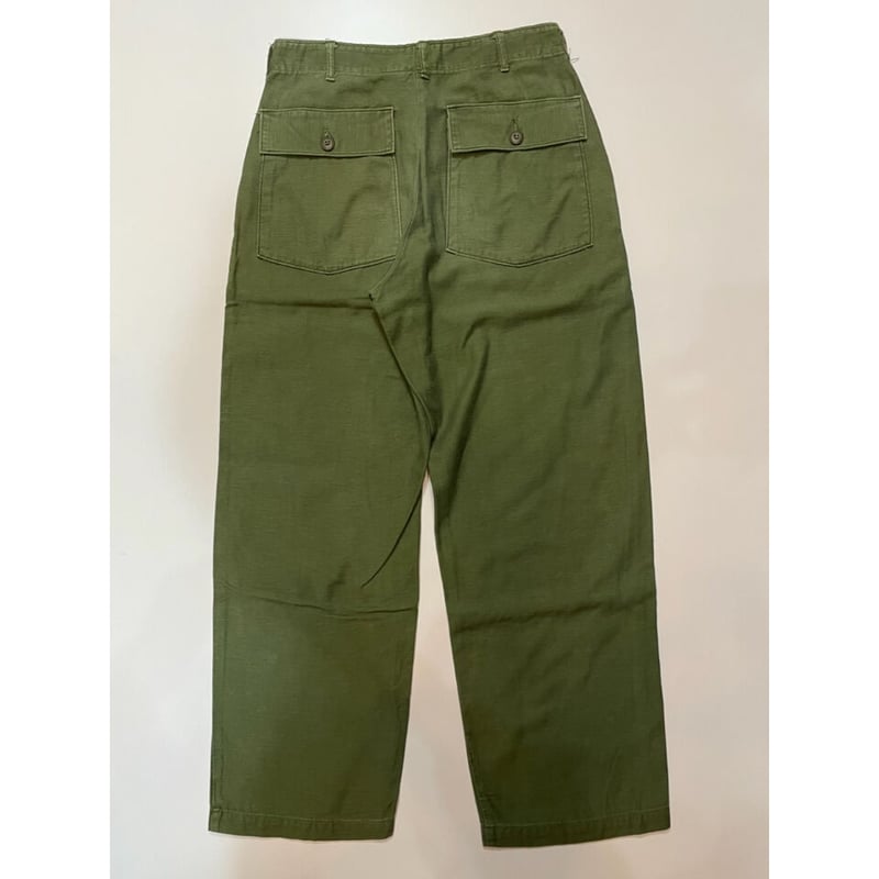 70s US ARMY OG-107 COTTON SATEEN BAKER PANTS Si