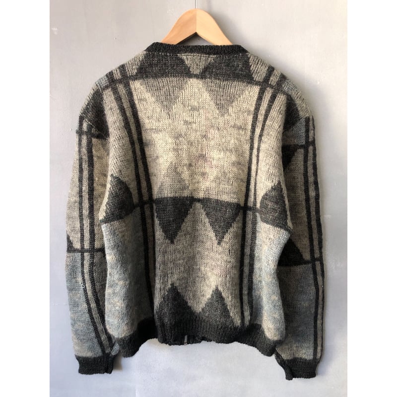 60s TOWN CRAFT MOHAIR KNIT FULL ZIP CARDIGAN S