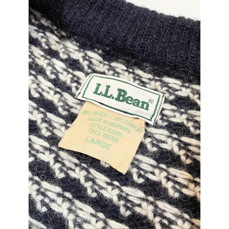 80s L.L.Bean "Birds Eye" WOOL KNIT MADE IN NORWAY🇳🇴 Size L-TALL