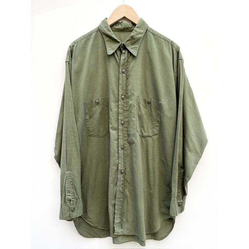 40s US NAVY N-3 COTTON POPLIN SHIRT Size 17 | K