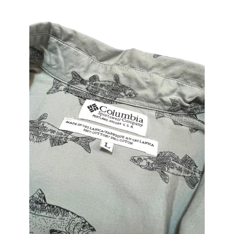 90s Columbia "FISH PATTERN" S/S SHIRT Size L
