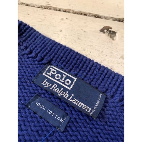 80s Ralph Lauren "CROSS FLAGS" COTTON HAND KNIT Size L