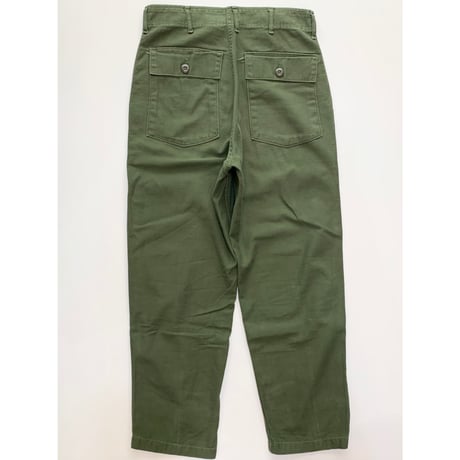 70s US ARMY OG-107 COTTON SATEEN BAKER PANTS Size W30L31→W30L28