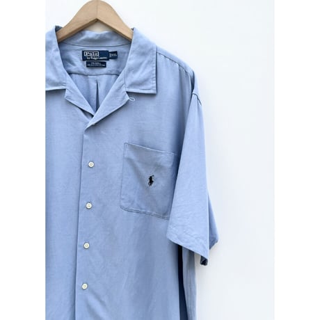90s Ralph Lauren "CALDWELL" S/S OPEN COLLAR SHIRT Size XXL