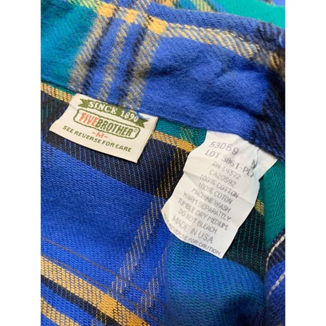 90s FIVE BROTHER FLANNEL SHIRT MADE IN USA 🇺🇸 Size M