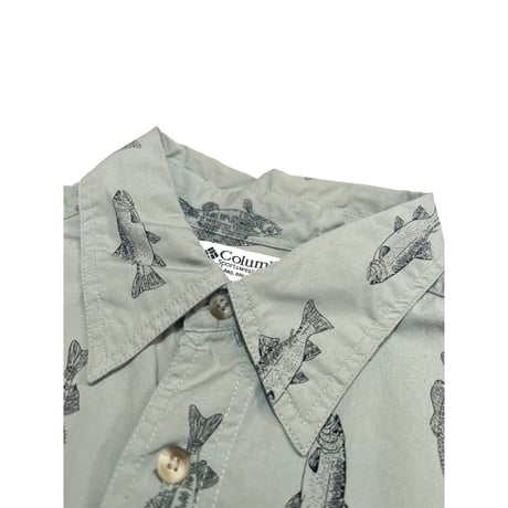90s Columbia "FISH PATTERN" S/S SHIRT Size L