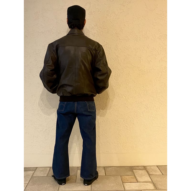 80s L.L.Bean A-2 TYPE LEATHER JACKET MADE IN US...