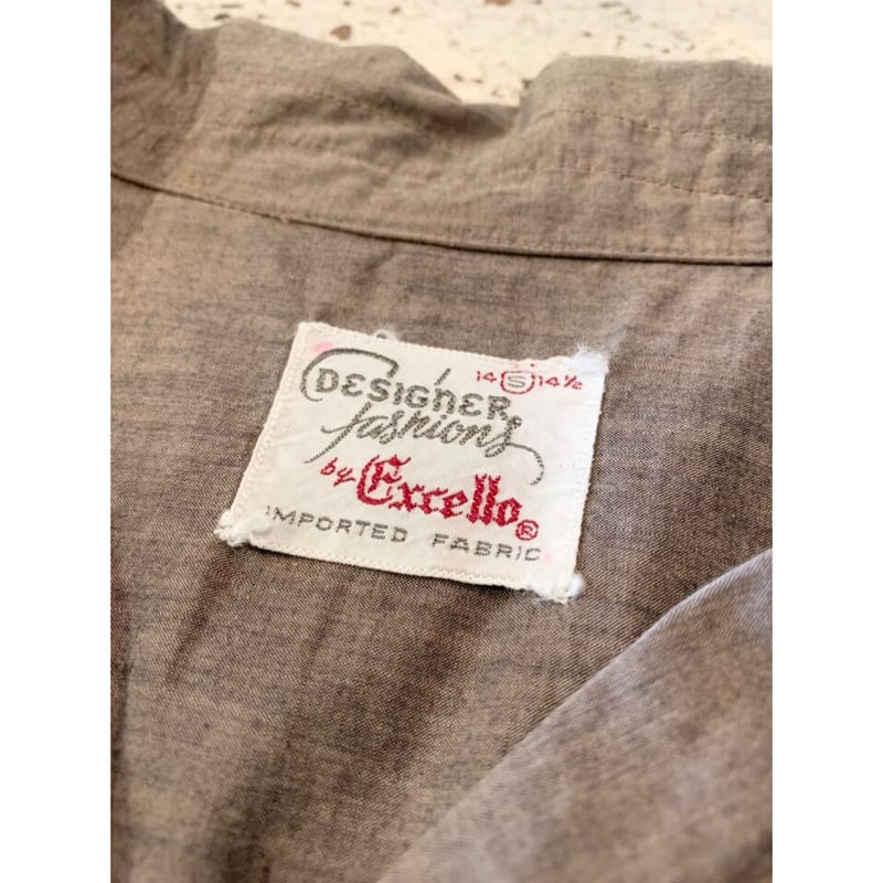 50s60s EXCELLO オープンカラーシャツ USA Mサイズ 開襟シャツ ループカラー 50s 60s 50年代 60年代 黄色 イエロー