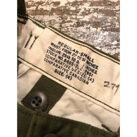 67s DEADSTOCK US ARMY M-65 FIELD TROUSERS  Size SMALL-REGULAR