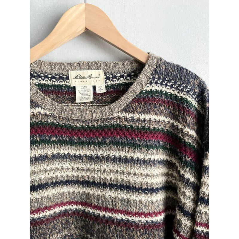 Eddie Bauer リブ コットンニット　90s Eddie Bauer リブ コットンニット 90s 90s Eddie Bauer USA製 リブ編み