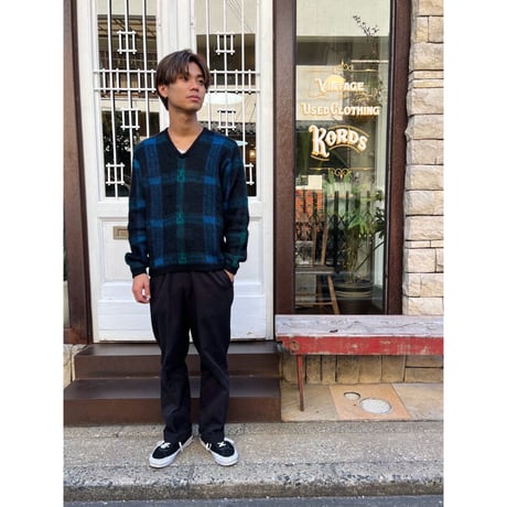 60s Scotty Levinthal's "LONG HAIR" V NECK WOOL SWEATER Size L程