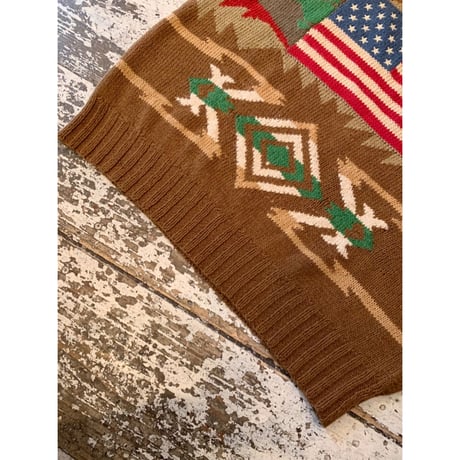 90s Ralph Lauren "星条旗 & ネイティブ柄" HAND KNIT Size L