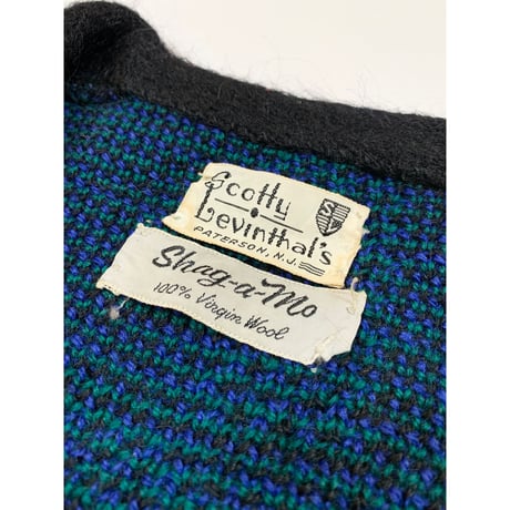 60s Scotty Levinthal's "LONG HAIR" V NECK WOOL SWEATER Size L程