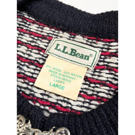 80〜90s L.L.Bean WOOL CARDIGAN MADE IN NORWAY 🇳🇴 Size L (LADIES)