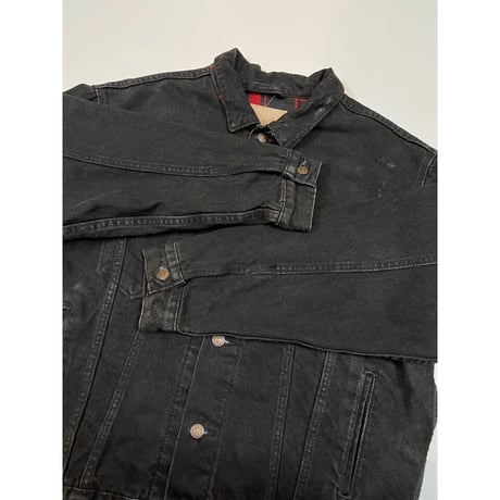 90s Levi's 70427 FLANNEL LINED BLACK DENIM JACKET MADE IN USA 🇺🇸 Size L程