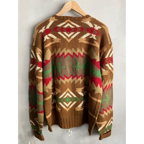 90s Ralph Lauren "星条旗 & ネイティブ柄" HAND KNIT Size L