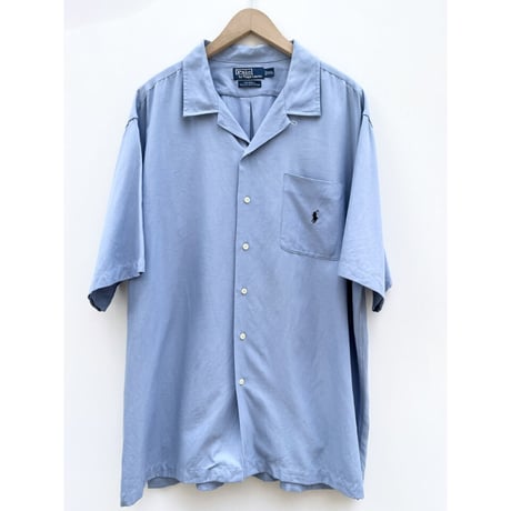 90s Ralph Lauren "CALDWELL" S/S OPEN COLLAR SHIRT Size XXL