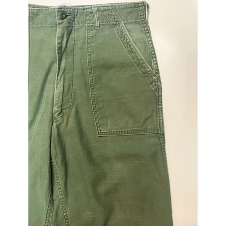 70s US ARMY OG-107 COTTON SATEEN BAKER PANTS Size W34L31→W34L29