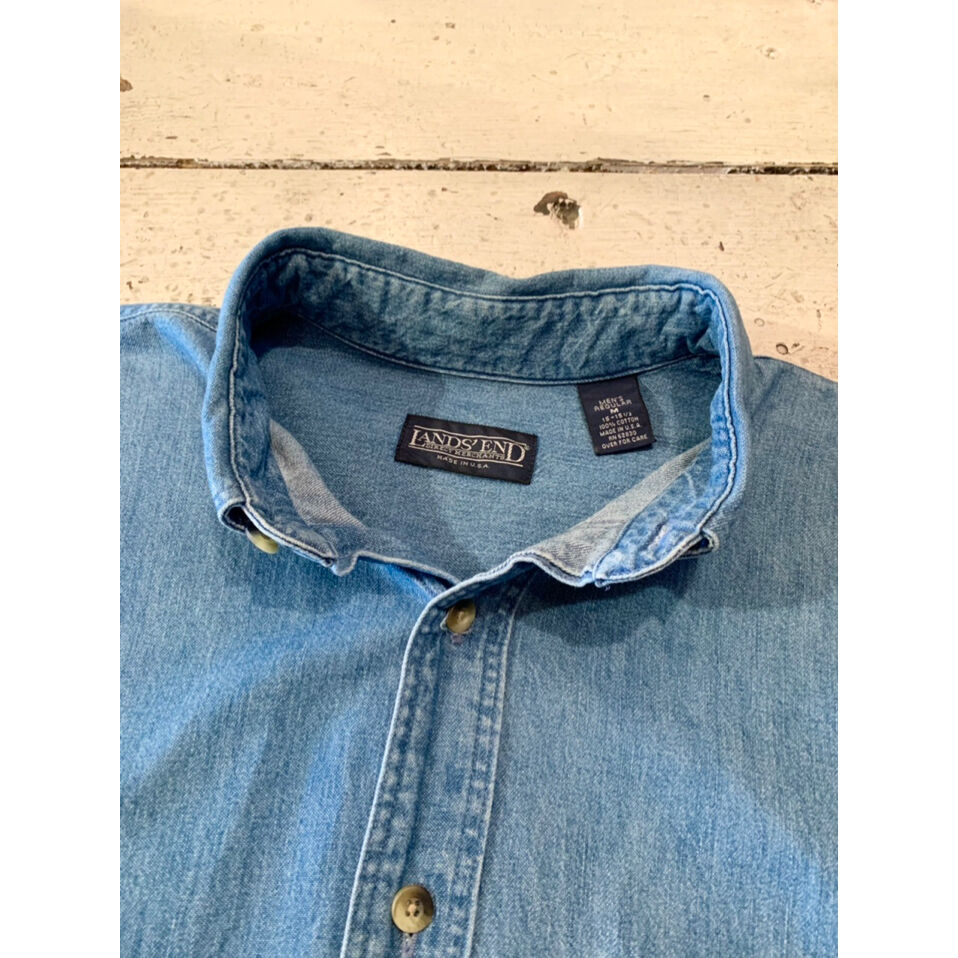 90s LANDS' END DENIM B/D SHIRT MADE IN USA 🇺🇸 Size M