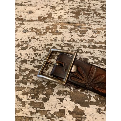 70s "DEADSTOCK" ZIGZAG MARIJUANA LEATHER BELT MADE IN USA 🇺🇸  SIZE  40