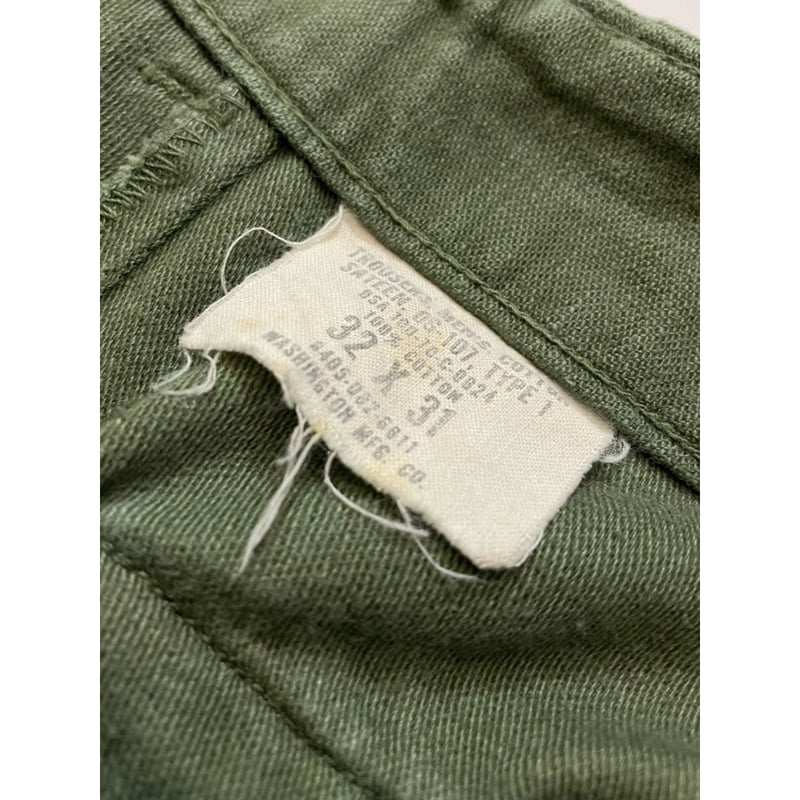 70s US ARMY OG-107 COTTON SATEEN BAKER PANTS Si