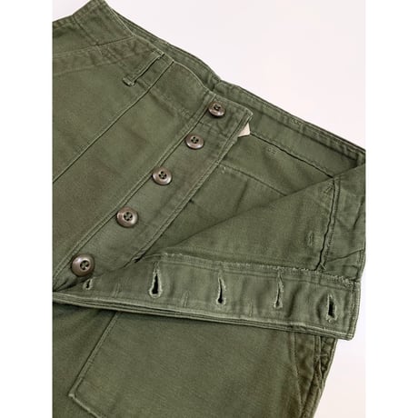 70s US ARMY OG-107 COTTON SATEEN BAKER PANTS Size W30L31→W30L28