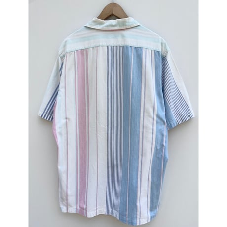 80〜90s Ralph Lauren "HAND WOVEN" S/S OPEN COLLAR SHIRT Size L