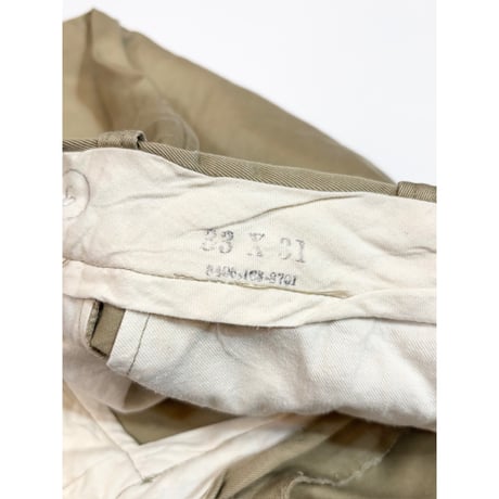 50s US ARMY KHAKI TROUSERS Size W33L31→W31.5L30