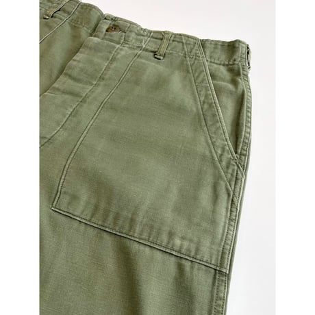 60s US ARMY OG-107 COTTON SATEEN BAKER PANTS Size W36L31→W35.5L29.5