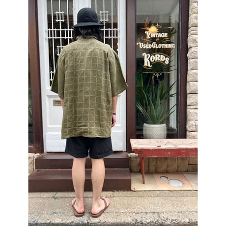 90s ZEGARA "BIG SIZE" S/S LINEN SHIRT Size XXL