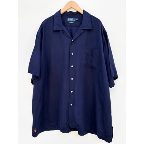 90s Ralph Lauren "CALDWELL" S/S OPEN COLLAR SHIRT Size XXL
