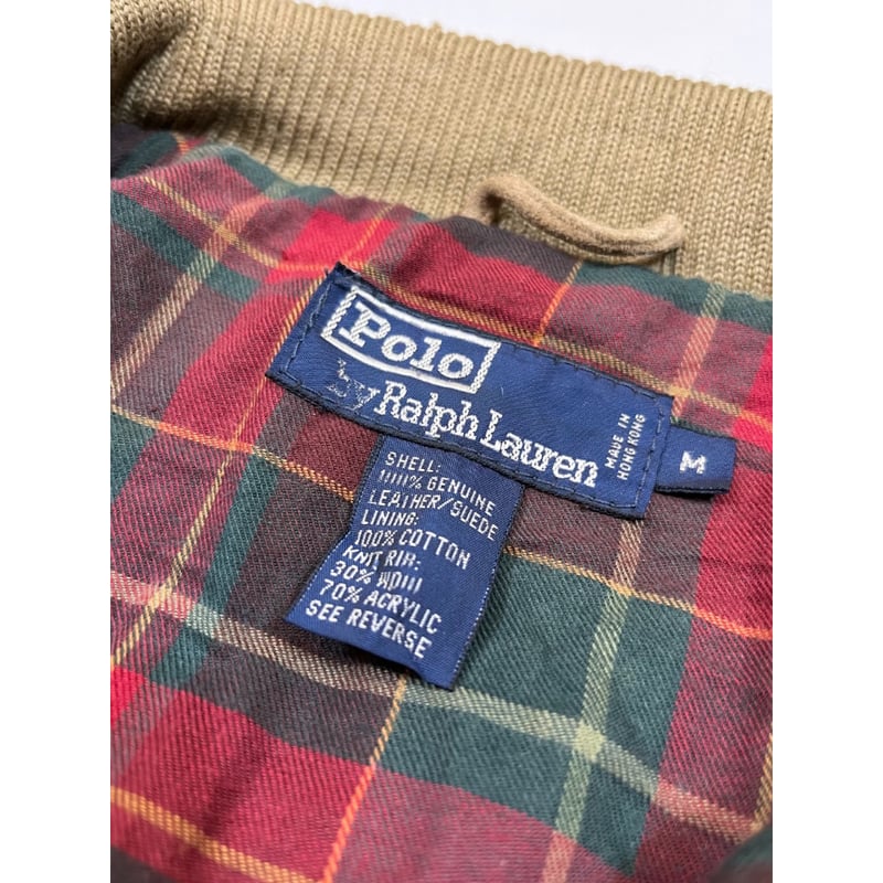 90s polo by ralph lauren suede leather harrington jacket