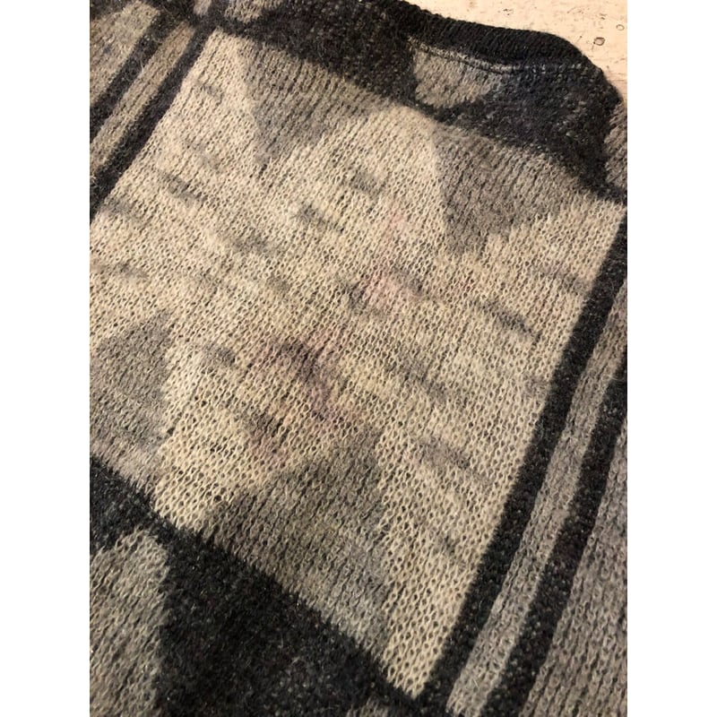 60s TOWN CRAFT MOHAIR KNIT FULL ZIP CARDIGAN S