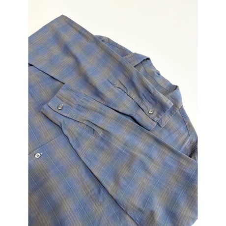 60s McGREGOR "OMBRE CHECK" OPEN COLLAR SHIRT MADE IN USA 🇺🇸 Size L