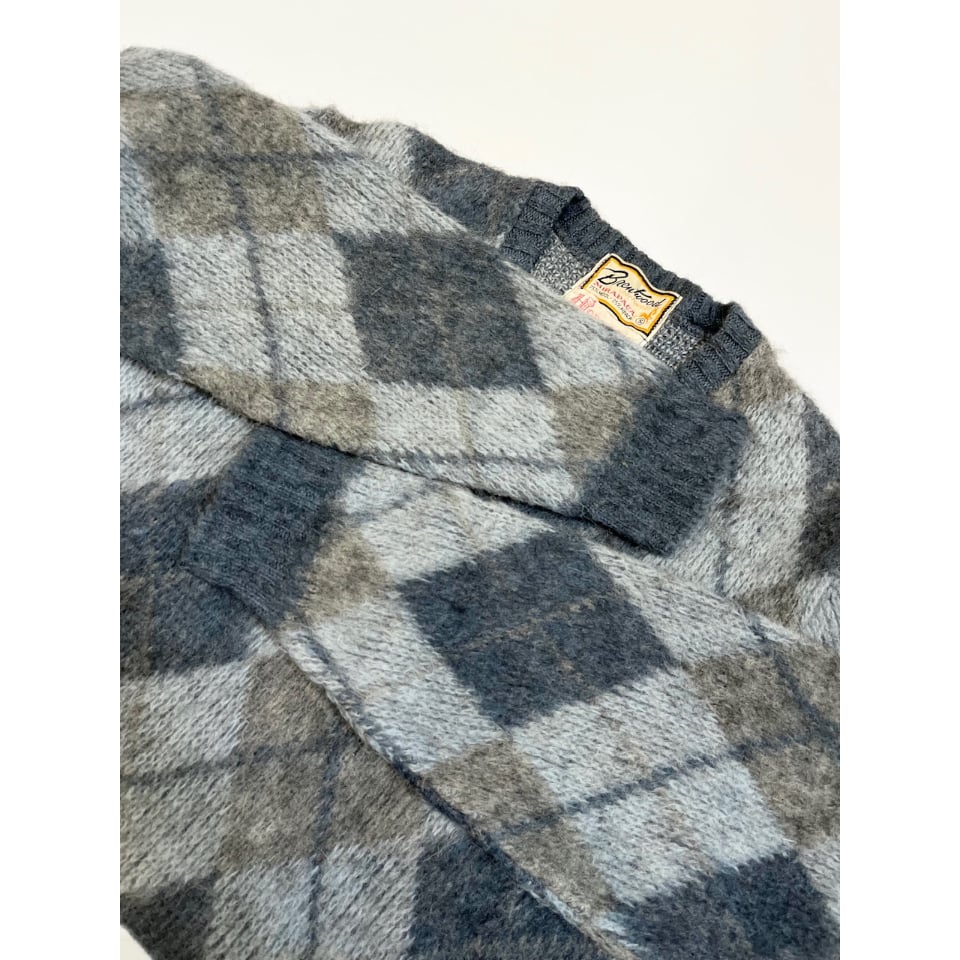 美品 60s BRENTWOOD Fine wool ニット　チェック柄カーキ 美品 60s BRENTWOOD Fine wool ニット チェック柄カーキ