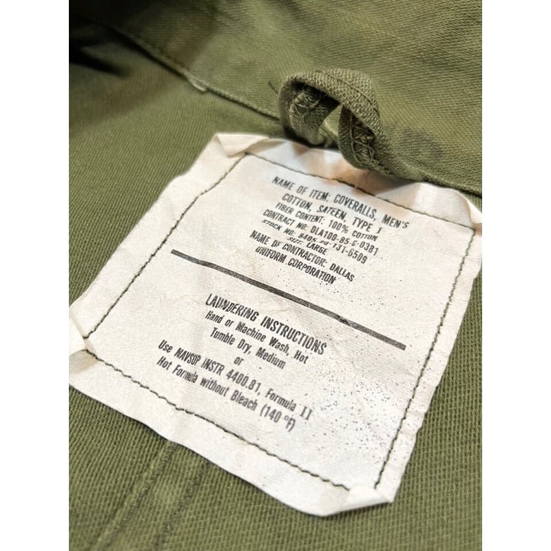 80s US ARMY COTTON SATEEN ALL IN ONE Size L | K