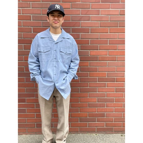97s "DEADSTOCK" US NAVY UTILITY CHAMBRAY SHIRT Size M