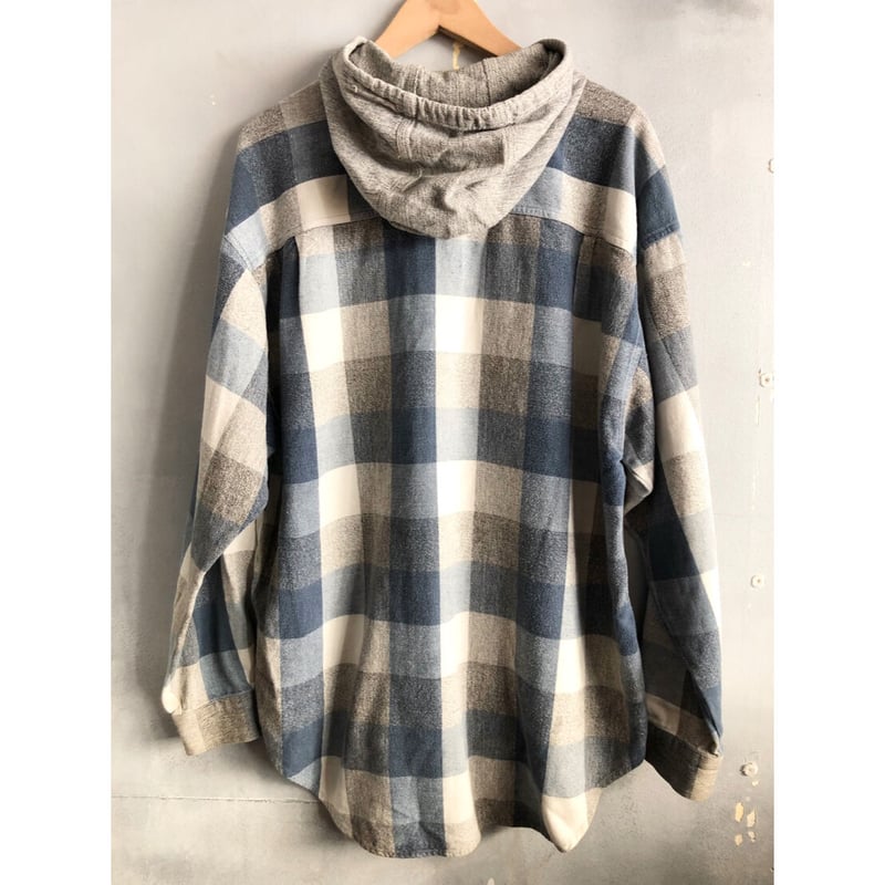 90s ANCHOR BLUE WKWR フード付きネルシャツ 90s ANCHOR BLUE WKWR フード付きネルシャツ