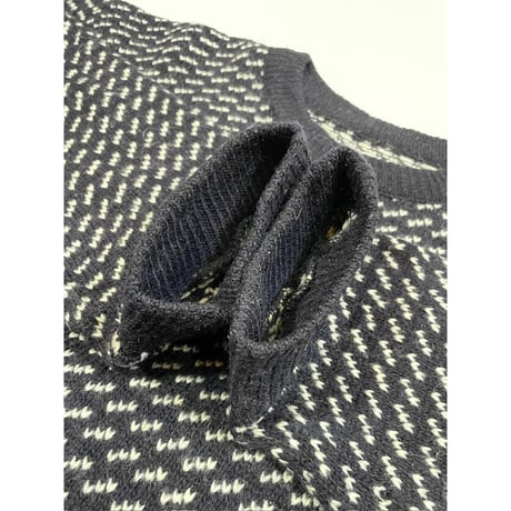 80s L.L.Bean "Birds Eye" WOOL KNIT MADE IN NORWAY🇳🇴 Size L-TALL