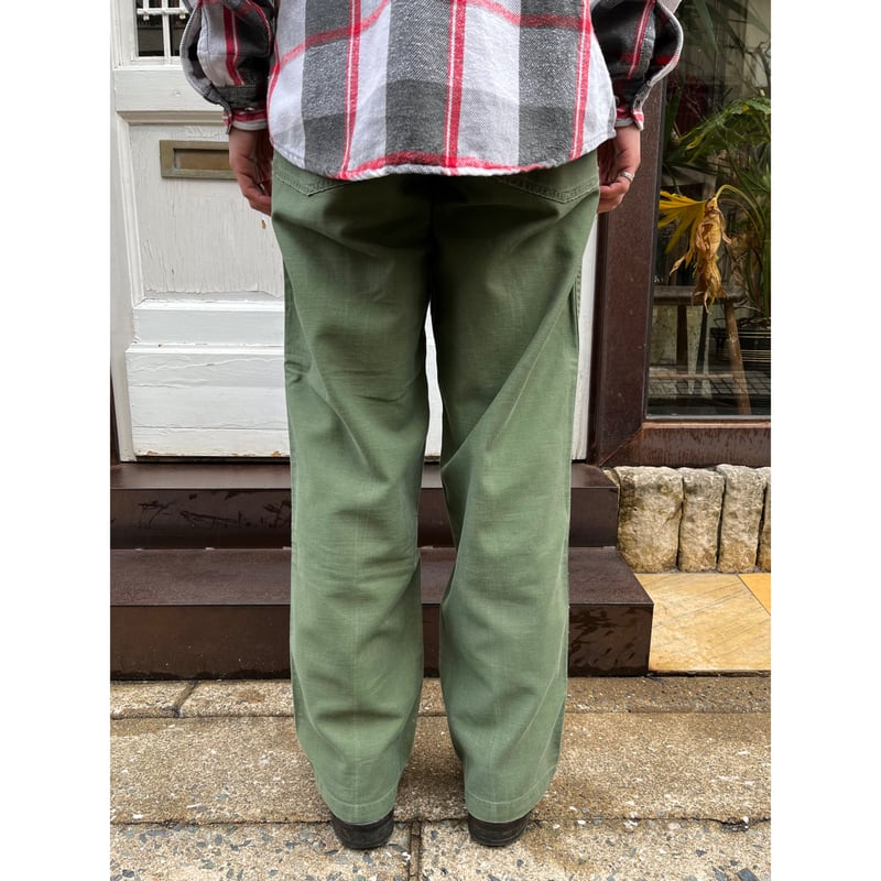 60s US ARMY OG-107 COTTON SATEEN BAKER PANTS Si