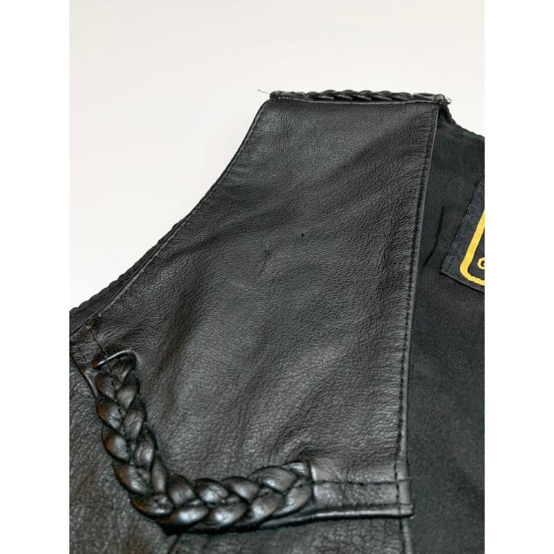 00s ユーロヴィンテージ イタリア HUDSON 編み込み レザーベスト 黒 00s HUDSON LEATHER VEST Size L程 | KORDS