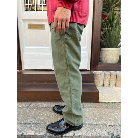 70s US ARMY OG-107 COTTON SATEEN BAKER PANTS Size W32L35→W30L32