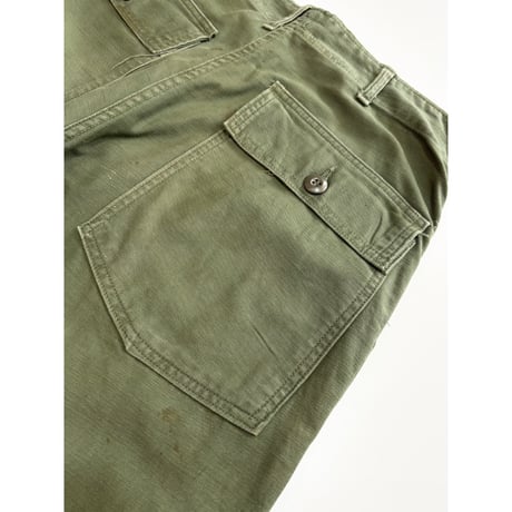 60s US ARMY OG-107 COTTON SATEEN BAKER PANTS Size W32L31→W31.5L29