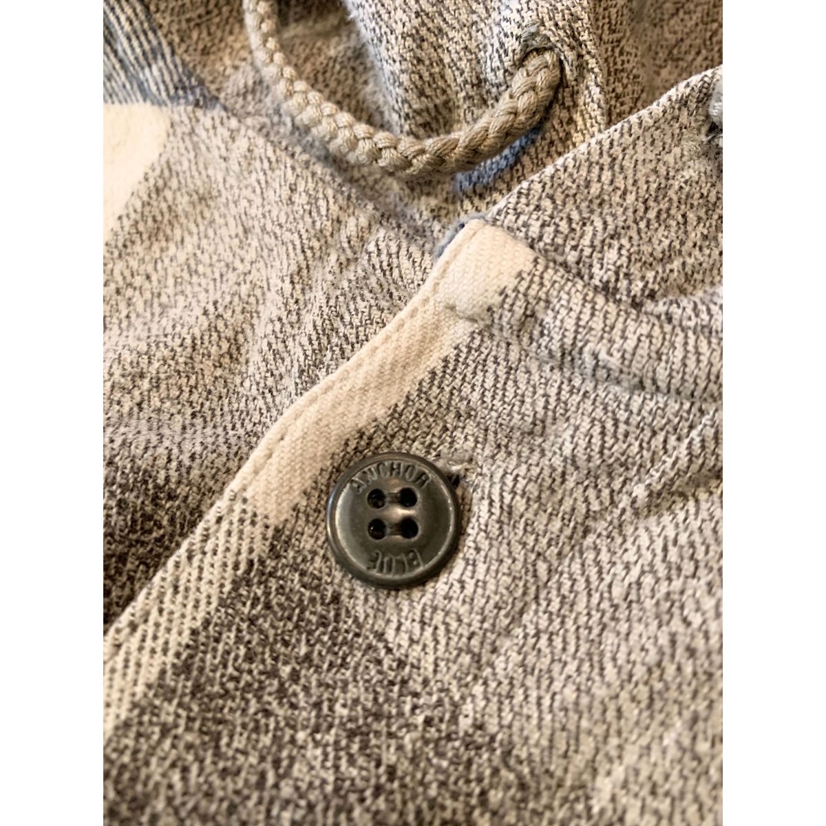 90s ANCHOR BLUE HOODIE FLANNEL SHIRT Size L |