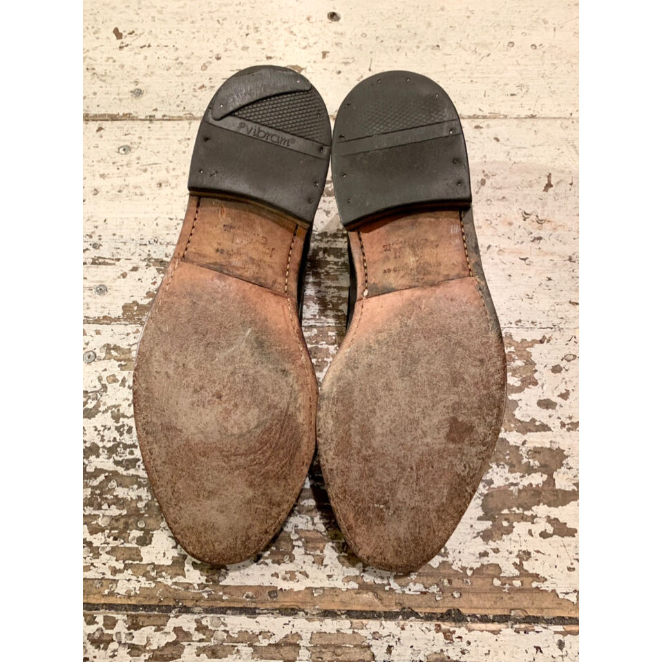 Johnston Murphy ブラウン シューズ 横に茶色のライン入り 80s〜90s Johnston & Murphy TASSEL LOAFERS MADE I