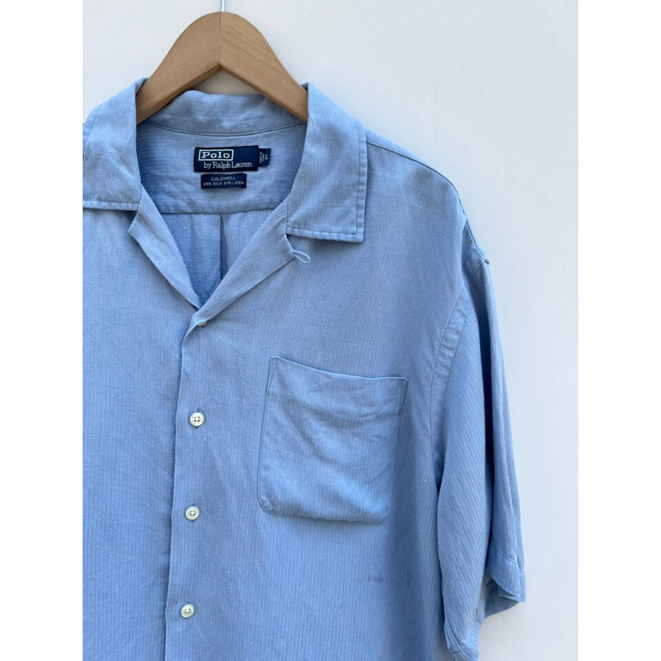 90s Ralph Lauren Shirt CALDWELL XL 長袖 青 90's Polo by Ralph Lauren 
