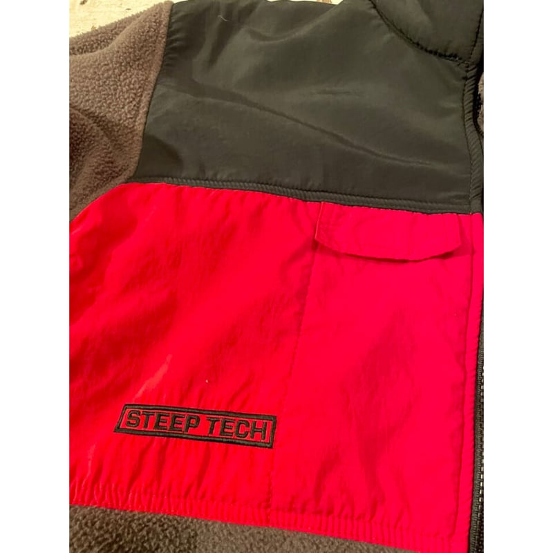 90s' THE NORTH FACE STEAP TECH スキーウェア M ノースフェイス スティープテック レッド ブラック グレー