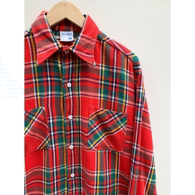 BIG MAC 60's ヘビーネルシャツ 単色タグ 赤チェック Lサイズ BIG MAC 60's ヘビーネルシャツ 単色タグ 赤チェック Lサイズ BIG MAC