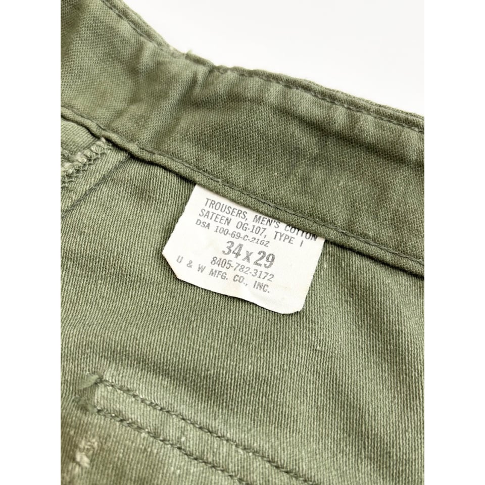 60s US ARMY OG-107 COTTON SATEEN BAKER PANTS Si